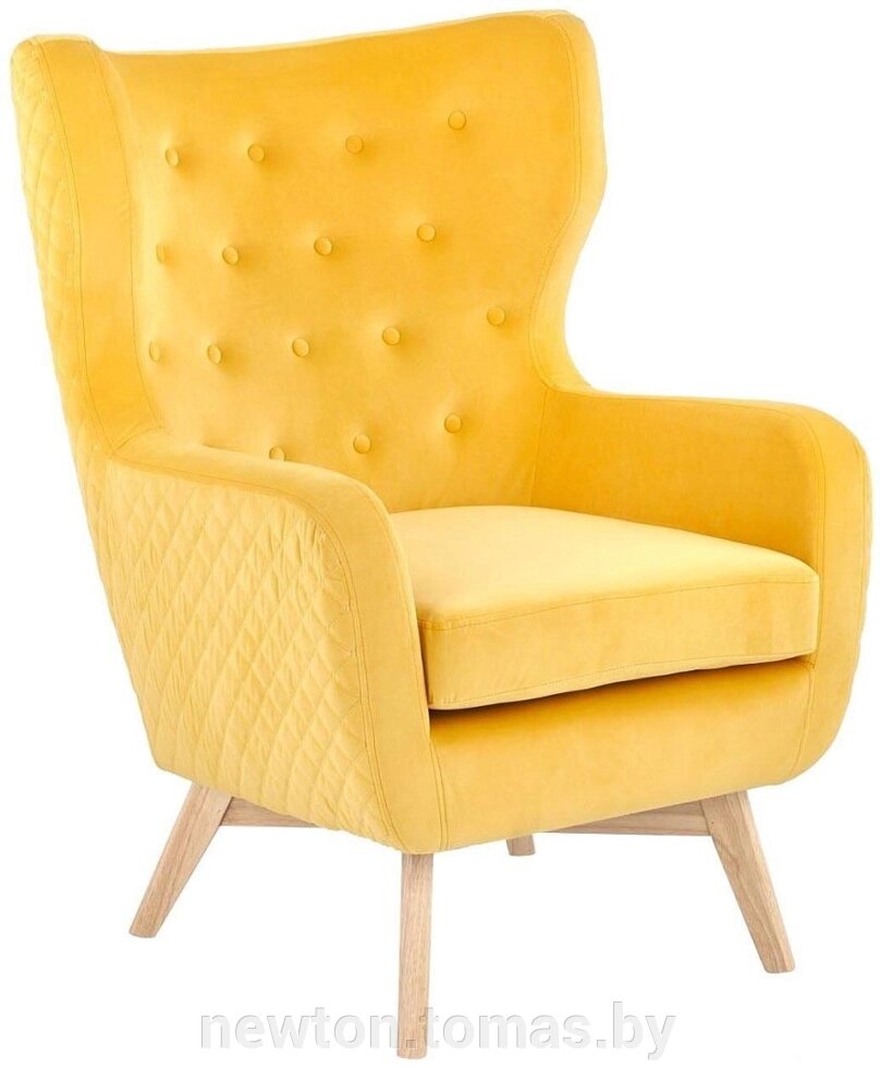 Интерьерное кресло Halmar Marvel желтый/натуральный от компании Интернет-магазин Newton - фото 1