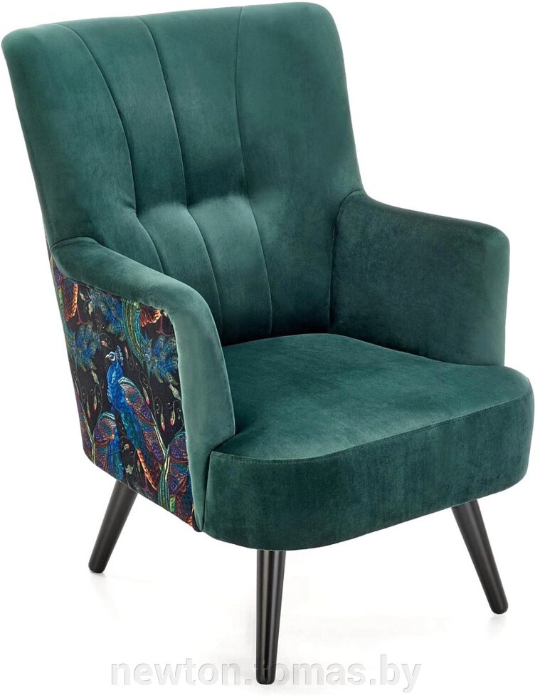 Интерьерное кресло Halmar Pagoni темно-зеленый/черный от компании Интернет-магазин Newton - фото 1