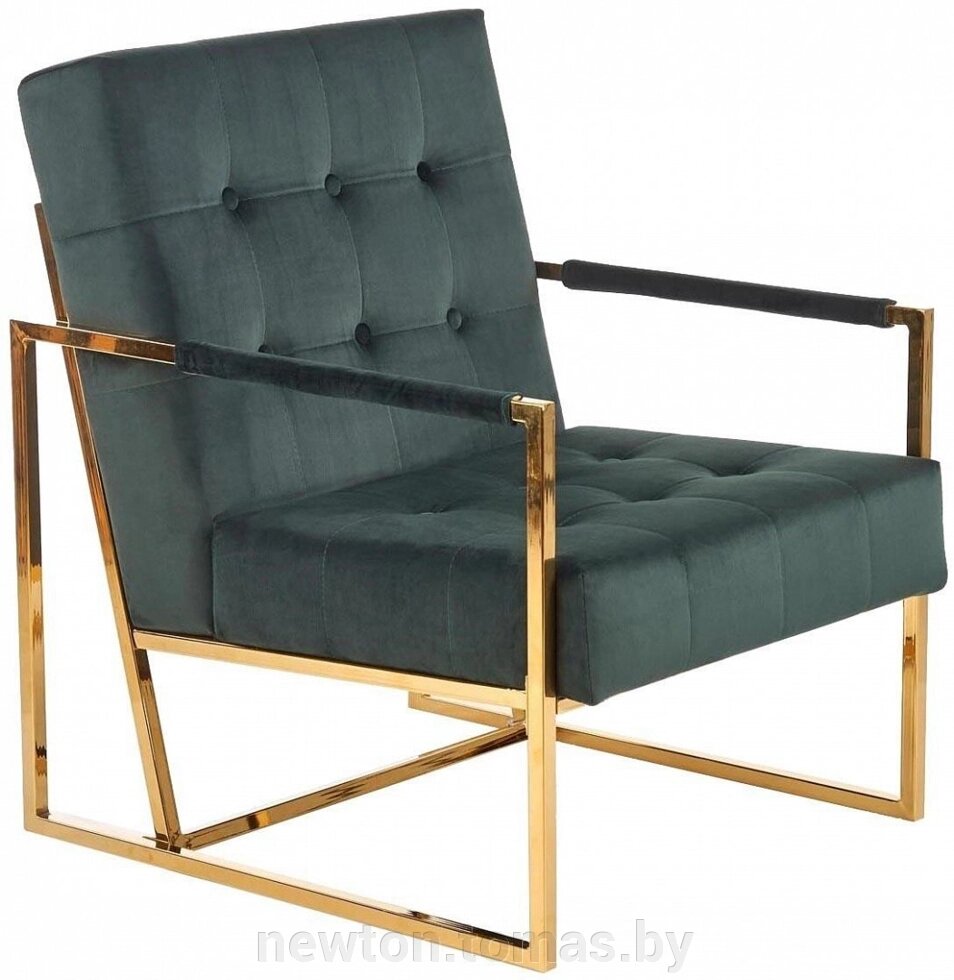Интерьерное кресло Halmar Prius темно-зеленый/золотой от компании Интернет-магазин Newton - фото 1