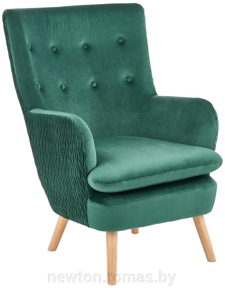 Интерьерное кресло Halmar Ravel темно-зеленый/натуральный от компании Интернет-магазин Newton - фото 1