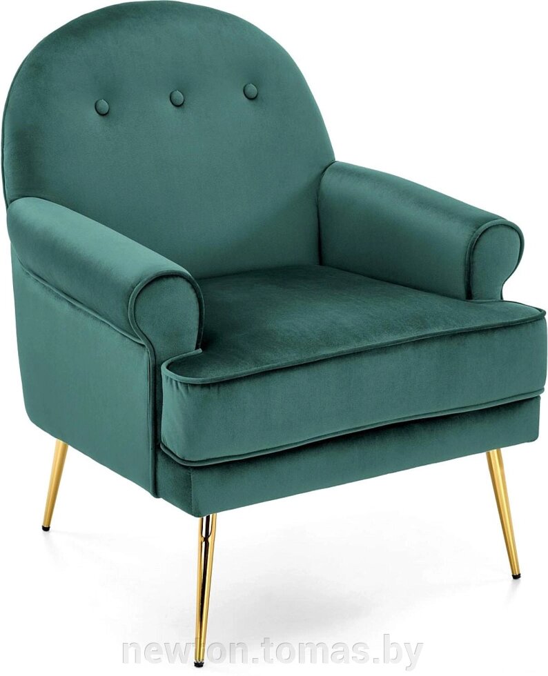 Интерьерное кресло Halmar Santi темно-зеленый/золотой от компании Интернет-магазин Newton - фото 1