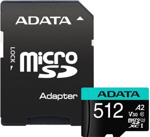 Карта памяти ADATA premier pro AUSDX512GUI3v30SA2-RA1 microsdxc 512GB с адаптером