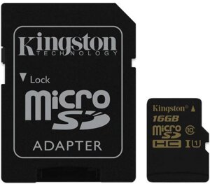 Карта памяти Kingston microSDHC UHS-I Class 10 16GB + SD адаптер SDCA10/16GB