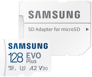 Карта памяти Samsung EVO Plus 2021 microSDXC 128GB с адаптером