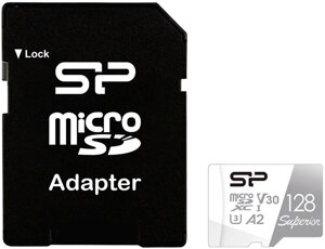 Карта памяти Silicon-Power Superior microSDXC SP128GBSTXDA2V20SP 128GB с адаптером