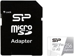 Карта памяти Silicon-Power Superior microSDXC SP256GBSTXDA2V20SP 256GB с адаптером