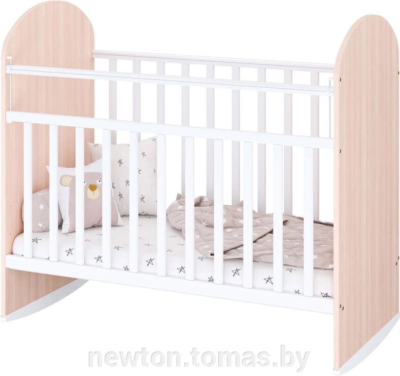 Классическая детская кроватка Фея 701 дуб пастельный/белый от компании Интернет-магазин Newton - фото 1