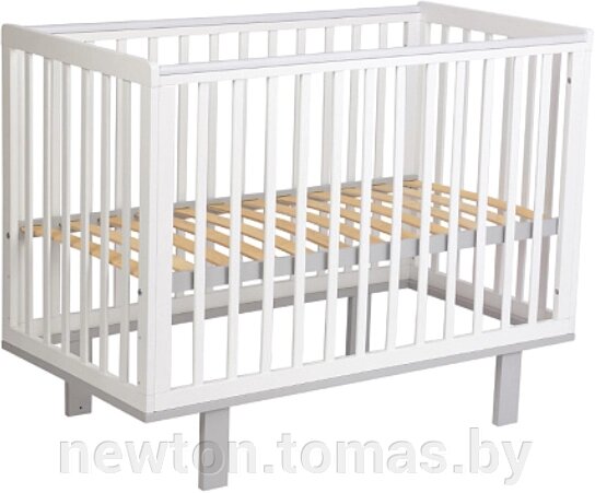 Классическая детская кроватка Polini Kids Simple 340 белый/серый от компании Интернет-магазин Newton - фото 1