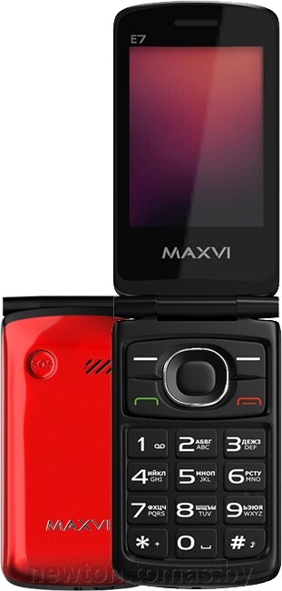 Кнопочный телефон Maxvi E7 красный от компании Интернет-магазин Newton - фото 1
