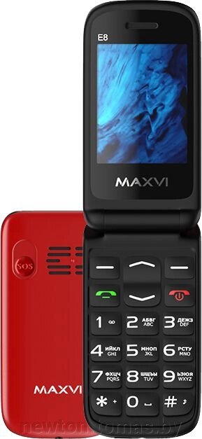 Кнопочный телефон Maxvi E8 красный от компании Интернет-магазин Newton - фото 1