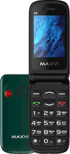 Кнопочный телефон Maxvi E8 зеленый от компании Интернет-магазин Newton - фото 1