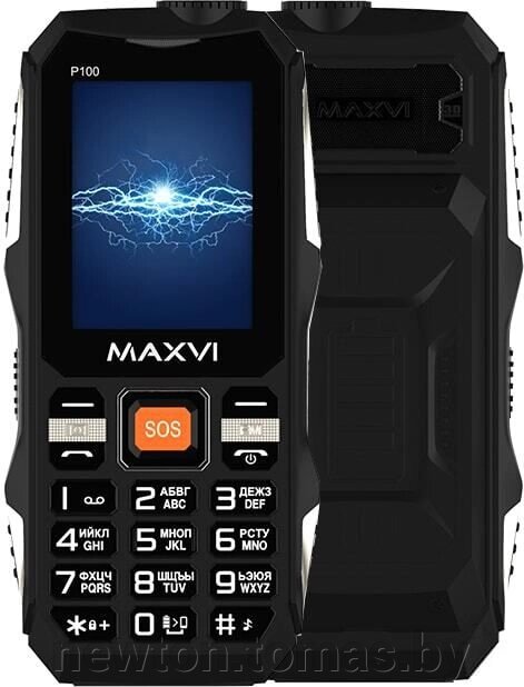 Кнопочный телефон Maxvi P100 черный от компании Интернет-магазин Newton - фото 1