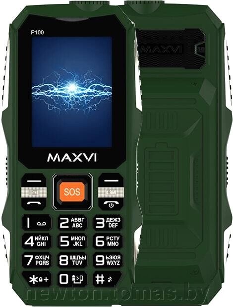 Кнопочный телефон Maxvi P100 зеленый от компании Интернет-магазин Newton - фото 1