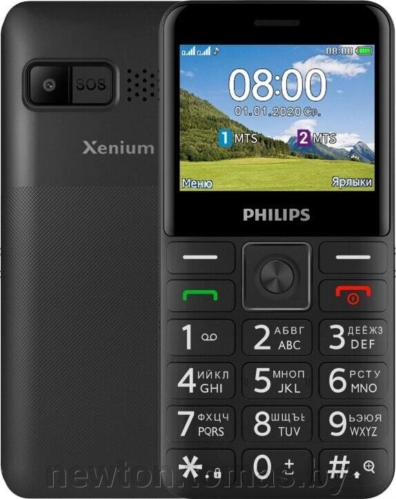 Кнопочный телефон Philips Xenium E207 черный от компании Интернет-магазин Newton - фото 1