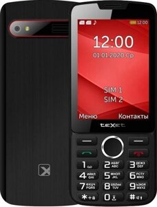 Кнопочный телефон TeXet TM-308 черный/красный