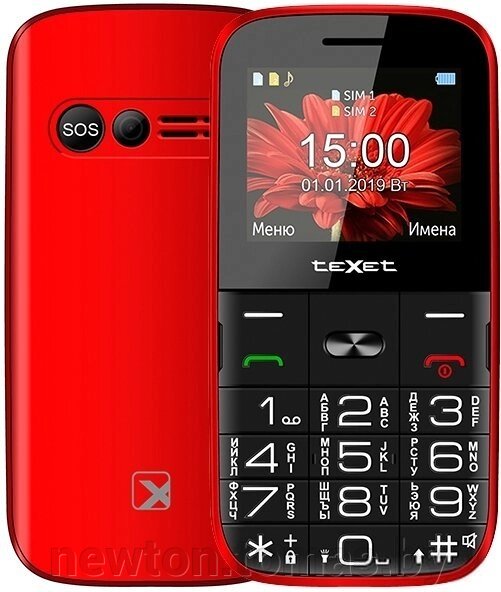 Кнопочный телефон TeXet TM-B227 красный от компании Интернет-магазин Newton - фото 1