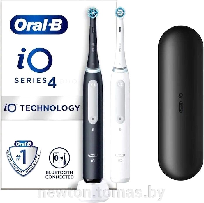 Комплект зубных щеток Oral-B iO Series 4 Duo черный/белый от компании Интернет-магазин Newton - фото 1