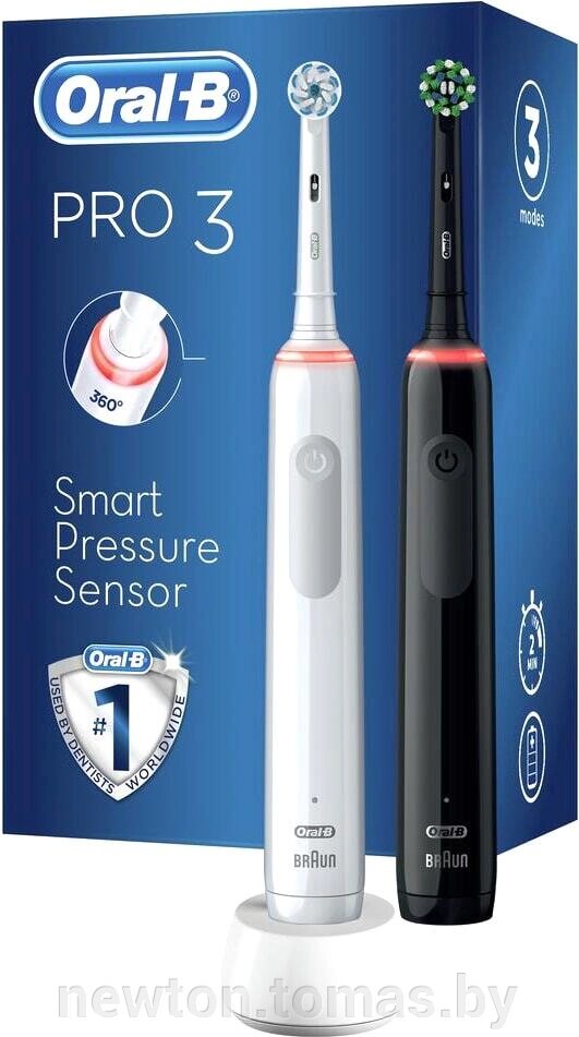 Комплект зубных щеток Oral-B Pro 3 3900 Duo Cross Action + Sensi White D505.523.3H от компании Интернет-магазин Newton - фото 1
