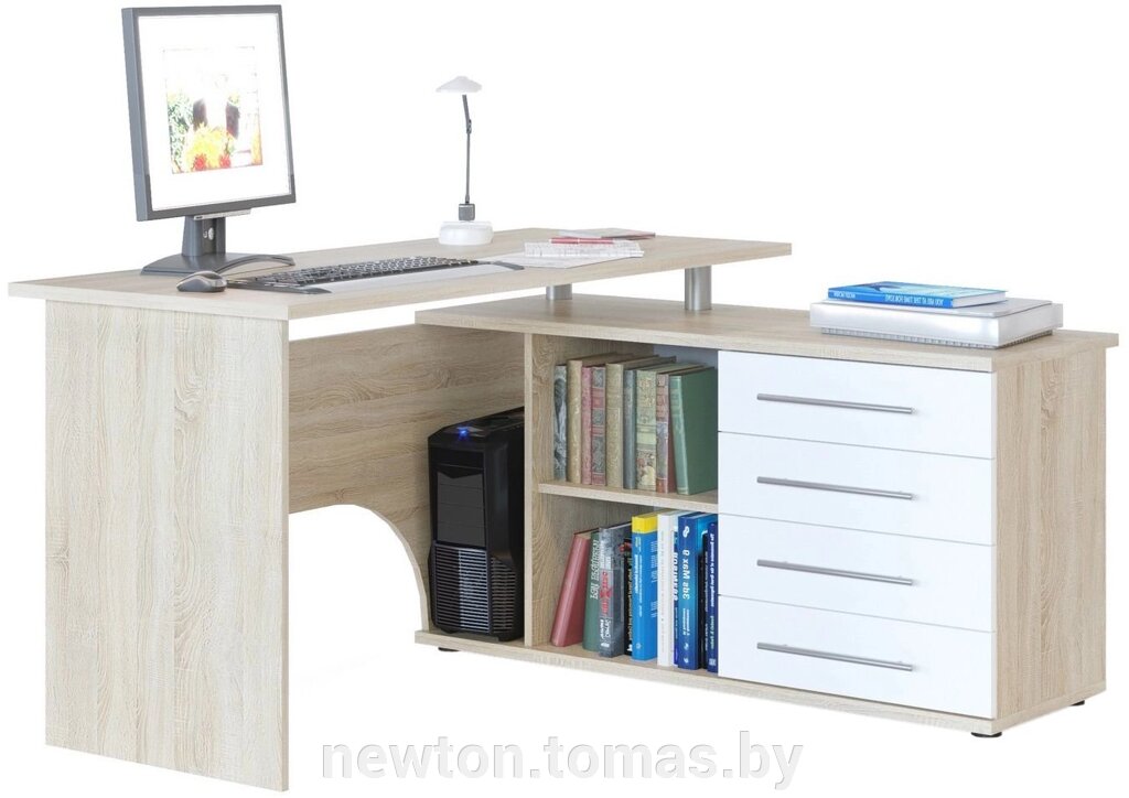 Компьютерный стол Сокол КСТ-109 правый дуб сонома/белый от компании Интернет-магазин Newton - фото 1