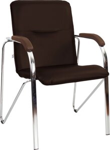 Кресло Белс Самба Chrome V 451375/V3 кожзам темно-коричневый/темный орех