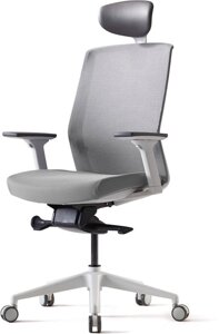 Кресло Bestuhl J1 White Pl с подголовником серый
