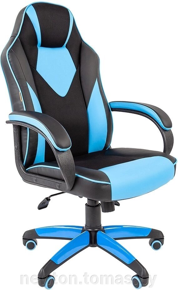 Кресло CHAIRMAN Game 17 черный/голубой от компании Интернет-магазин Newton - фото 1