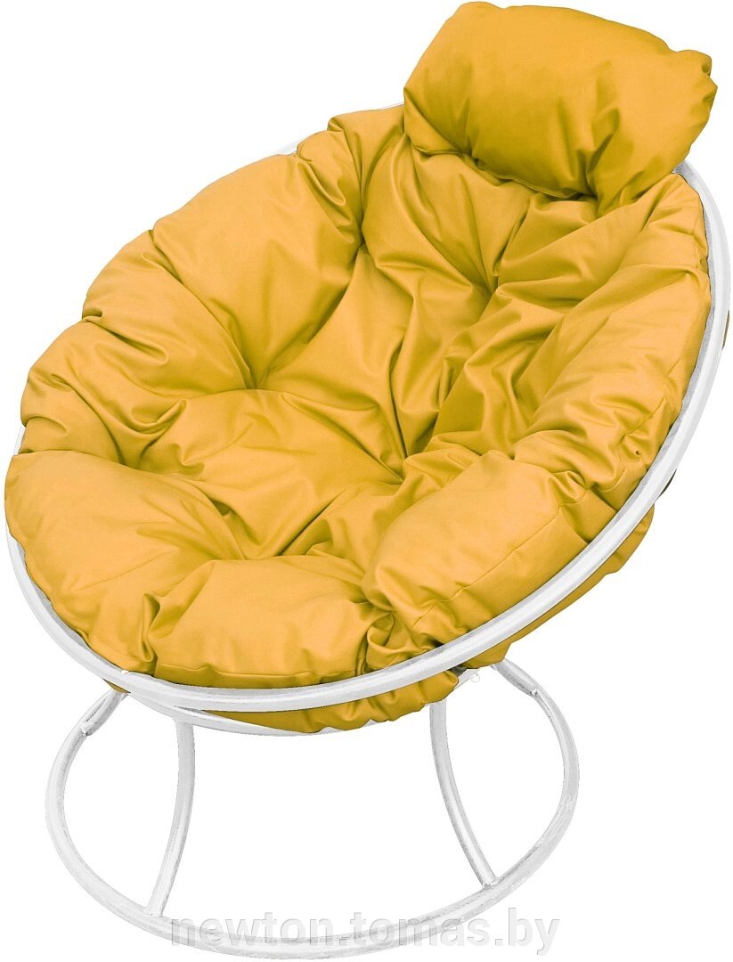 Кресло M-Group Папасан мини 12060111 белый/желтая подушка от компании Интернет-магазин Newton - фото 1