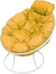 Кресло M-Group Папасан мини 12060111 белый/желтая подушка
