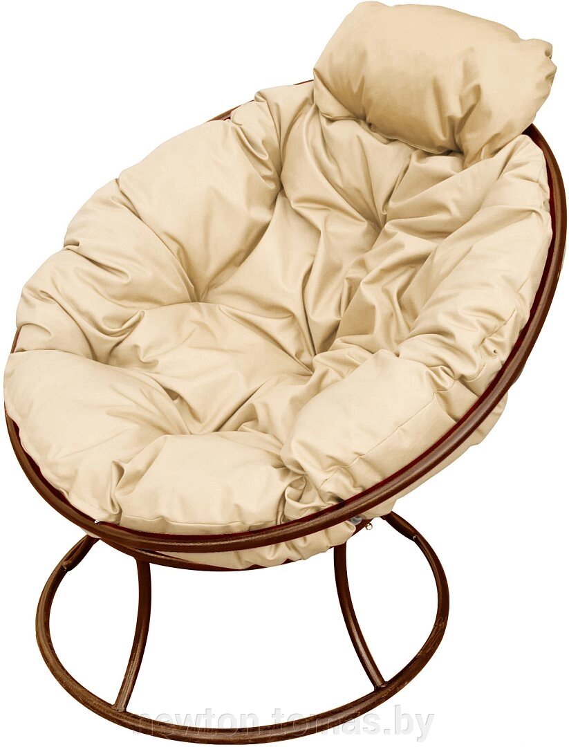 Кресло M-Group Папасан мини 12060201 коричневый/бежевая подушка от компании Интернет-магазин Newton - фото 1