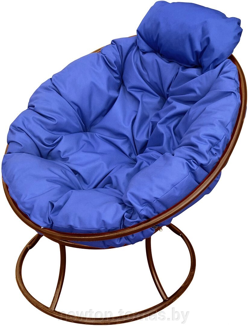 Кресло M-Group Папасан мини 12060210 коричневый/синяя подушка от компании Интернет-магазин Newton - фото 1