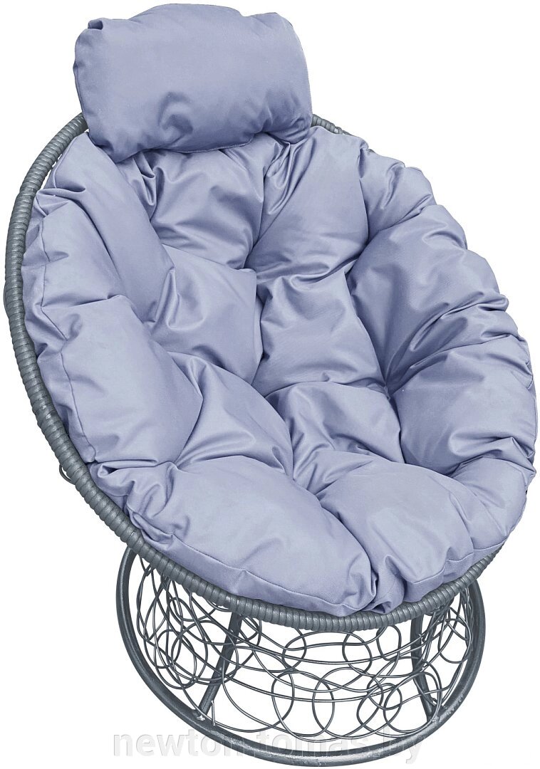 Кресло M-Group Папасан мини 12070309 серый ротанг/серая подушка от компании Интернет-магазин Newton - фото 1