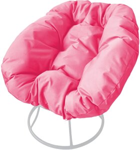Кресло M-Group Пончик 12310108 без ротанга белый/розовая подушка
