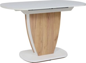 Кухонный стол Аврора Бристоль 120x80 стекло белое матовое opti white/лдсп дуб крафт золотой/белый