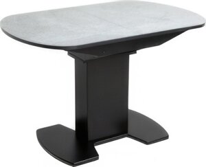 Кухонный стол Аврора Корсика стекло 120-151.5x80 мрамор серый 12/черный