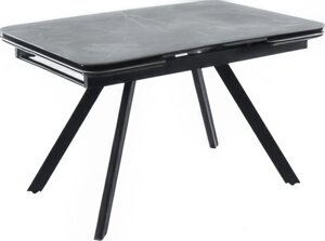 Кухонный стол Аврора Леон 120-184x80 камень серый/черный