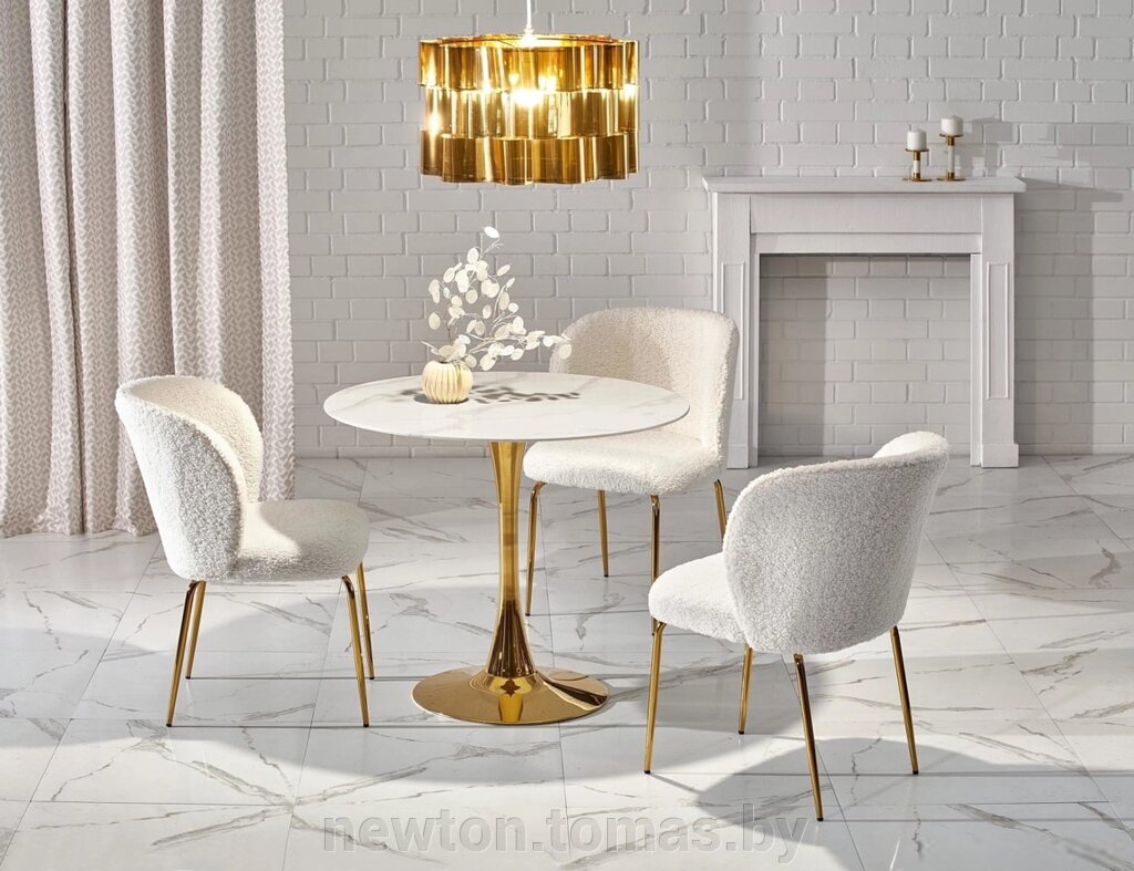 Кухонный стол Halmar Casemiro белый мрамор/золотой от компании Интернет-магазин Newton - фото 1