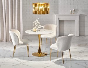 Кухонный стол Halmar Casemiro белый мрамор/золотой