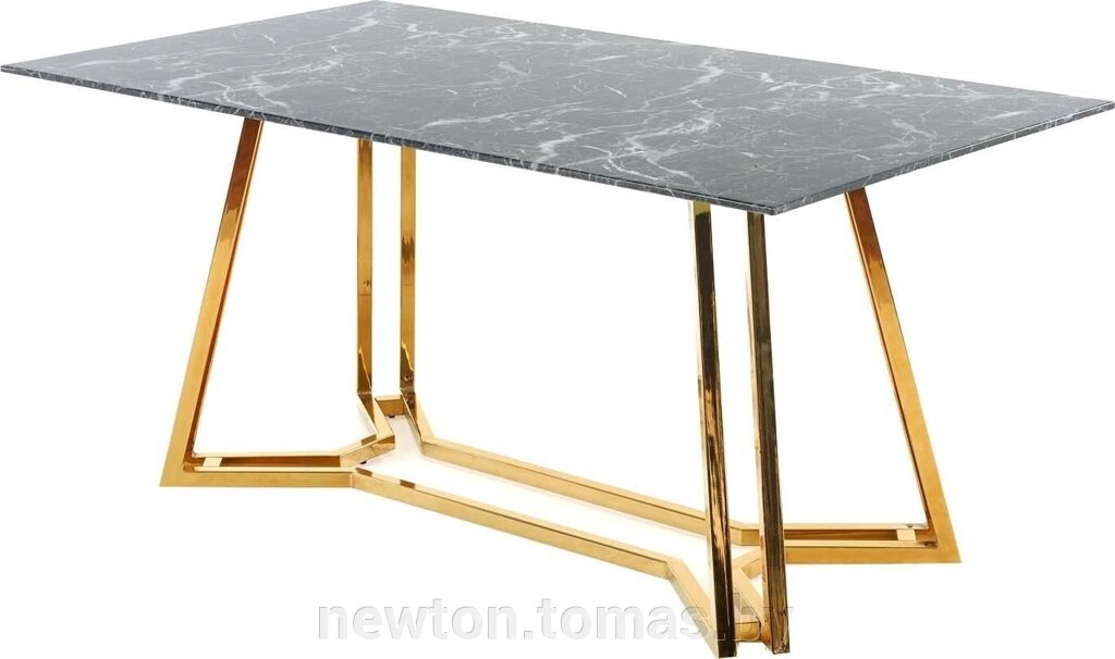 Кухонный стол Halmar Konami 160/90 черный мрамор/золотой от компании Интернет-магазин Newton - фото 1