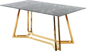 Кухонный стол Halmar Konami 160/90 черный мрамор/золотой