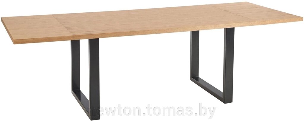 Кухонный стол Halmar Radus 120x78 дуб натуральный/черный, массив от компании Интернет-магазин Newton - фото 1