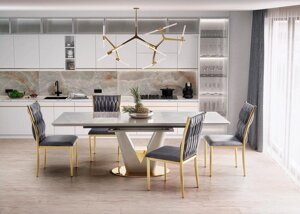 Кухонный стол Halmar Valentino 160 светло-серый/золотой