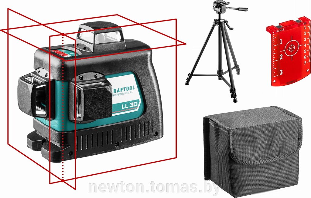 Лазерный нивелир KRAFTOOL LL-3D 34640-3 со штативом, сумка от компании Интернет-магазин Newton - фото 1