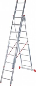 Лестница-стремянка Новая высота NV 223 алюминиевая трёхсекционная 3x11 ступеней