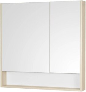 Мебель для ванных комнат Акватон Шкаф с зеркалом Сканди 90 1A252302SDB20 белый/дуб верона