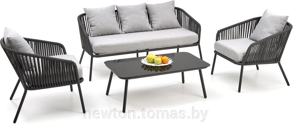 Набор садовой мебели Halmar Rocca темно-серый/светло-серый от компании Интернет-магазин Newton - фото 1
