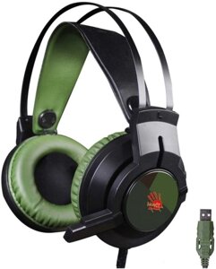 Наушники с микрофоном A4Tech Bloody J450 черный/зеленый