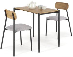Обеденная группа Halmar Nando стол+ 2 стула натуральный/черный/серый