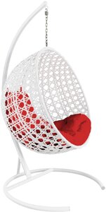 Подвесное кресло M-Group Круг Люкс 11060106 белый ротанг/красная подушка