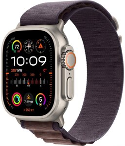 Умные часы Apple Watch Ultra 2 LTE 49 мм титановый корпус, титановый/индиго, текстильный ремешок размера S