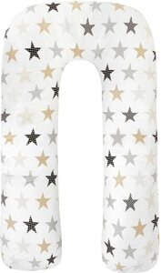 Подушка для беременных Amarobaby Звезды пэчворк AMARO-40U-ZP белый